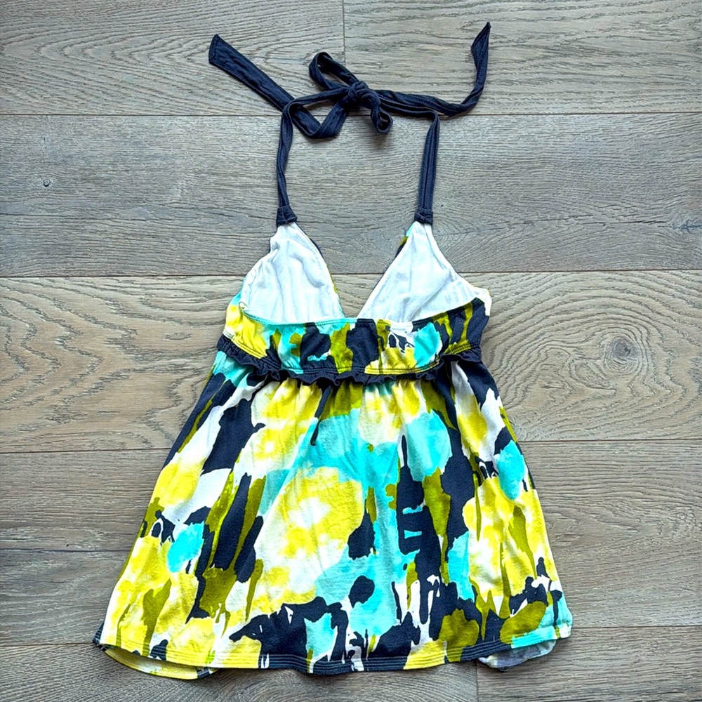 Abercrombie & Fitch MultiColor Floral Flowy Halter Tank Top Ruffle Ruched Bust-S - Picture 5 of 10